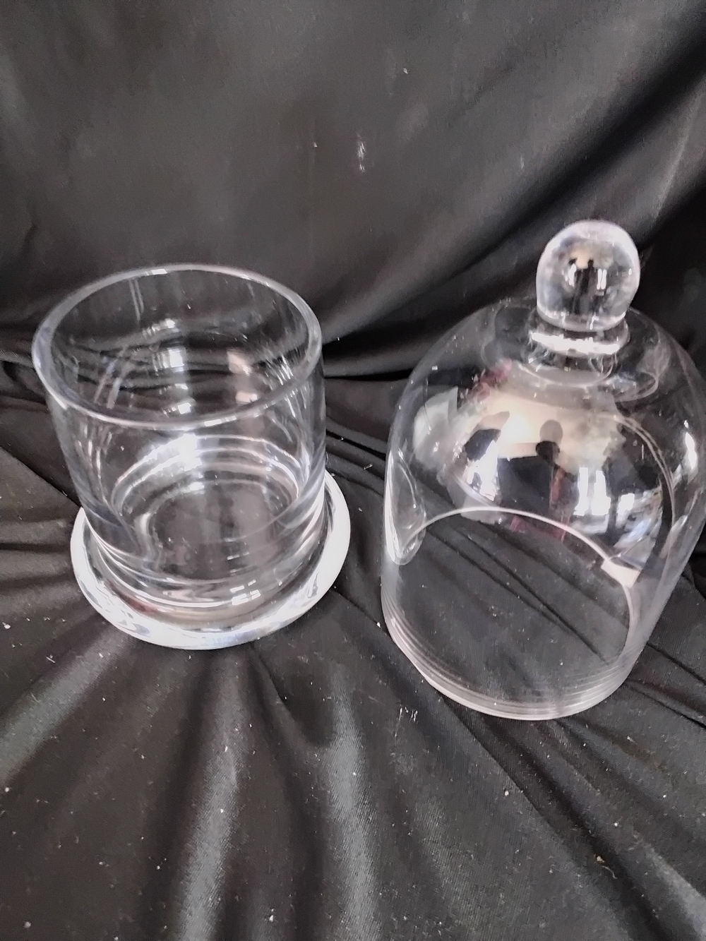 Lot Of 6 Clear Glass Dome Cloche with Base  Butter Dish